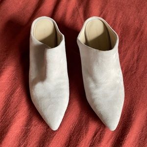Grey suede heeled mules